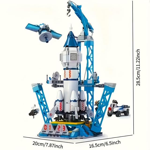 TEMU مجموعة بناء صواريخ نظام - مركز إطلاق مركبة الفضاء التعليمية، لعبة تجميع إبداعية للأطفال، مصنوعة من مادة ABS، مثالية كهدية في عيد الميلاد للأطفال، ألعاب استكشاف الفضاء