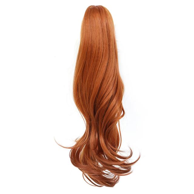 TEMU 20 Inch Orange Color Ponytail Extension Claw Curly Wavy Clip In Hairpiece Ponytail Hair Extensions Orange Long Pony Tail Synthetic For Women