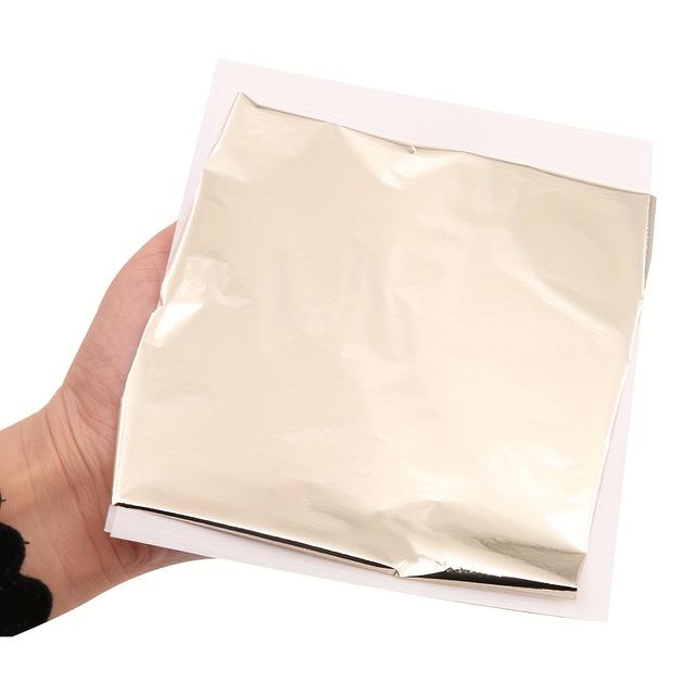 TEMU 100 Sheets Per Pack, 13.5cm Large Size Metal Foil Antique Silver, Suitable For Decoration, Painting, Nail Art, Etc