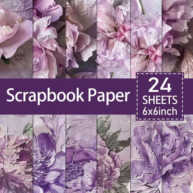 TEMU 24 Sheets Vintage Floral Scrapbook Paper Pad - 6x6 Inch Floral Craft Cardstock, Decoration Scrapbooking, Birthday Gift Paper Pad, Supplies, Diy Card Making Scrapbook Photo Album Decor