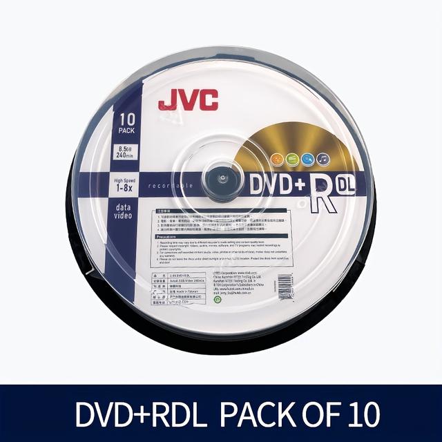 TEMU Оригінальні диски JVC DVD+, 8.5GB порожні диски, 8X високої ємності, набір 10 штук