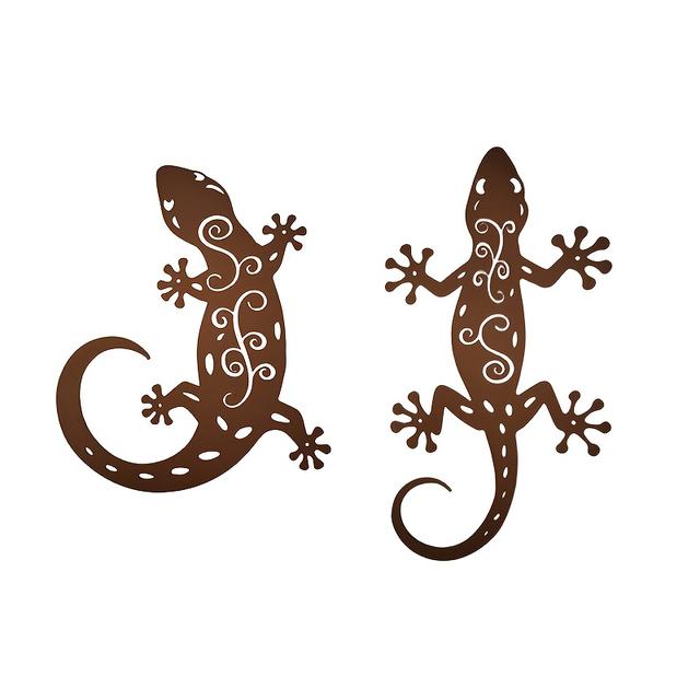 TEMU 2pcs Metal Wall Art Decor, Iron Lizard Hanging Sculpture, Outdoor Garden And Home Decoration, Living Room And Balcony Ornament, No Electricity Needed, Housewarming Gift For