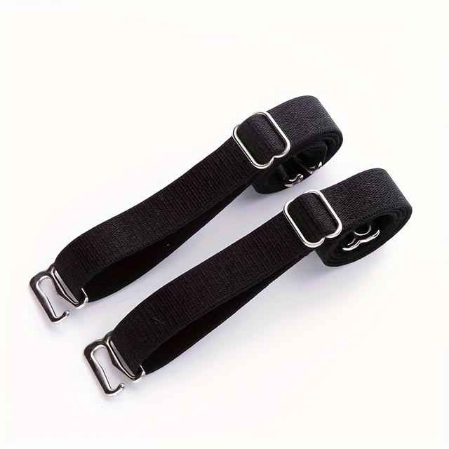 TEMU 1 Pair Elegant Adjustable Bra Straps, 85% Polyester Non-slip Underwear Accessories, Solid Color Knit Fabric Bra Straps With Metal Accents
