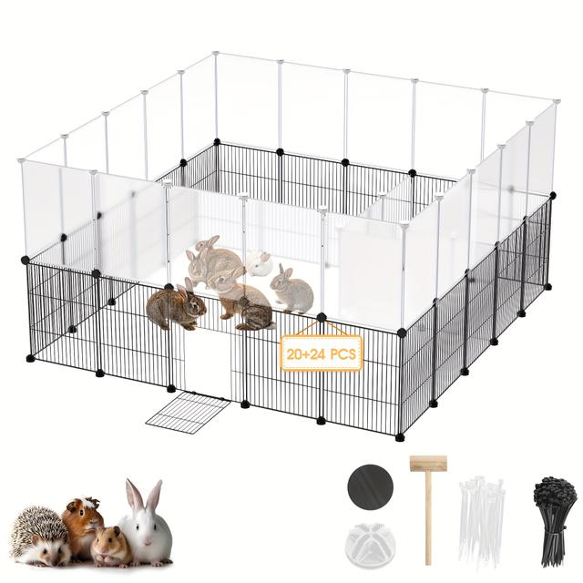 TEMU Pet Fence With 44 Panels, Easy To Clean Animal Enclosure, Portable Fence With A Door, Suitable For Small Dogs, Kittens, Rabbits, And Turtles