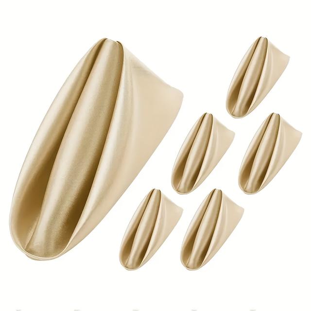 TEMU Champagne 8/16pcs Satin Napkins Square, Soft And Smooth Polyester Fabric, Suitable For Wedding, Banquet, Christmas And Thanksgiving Decorations