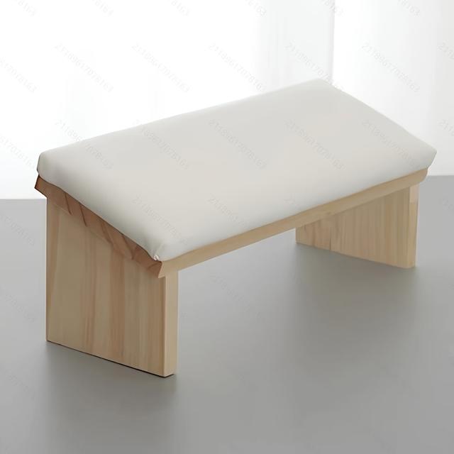 TEMU Poduszka na Podłokietnik do Manicure z Miękkiego PU, Drewniany Wspornik pod Kątem