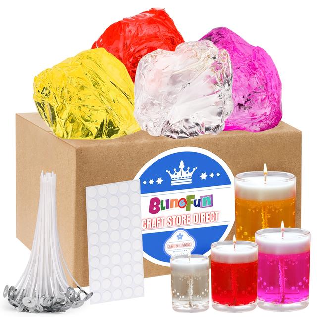 TEMU Blingfun Making Kit, Includes Transparent Soft Jelly Wax 100gx4pcs, Wax Wicks X50, Wick Stickersx50 For Scented Candle Making And Wax Crafts