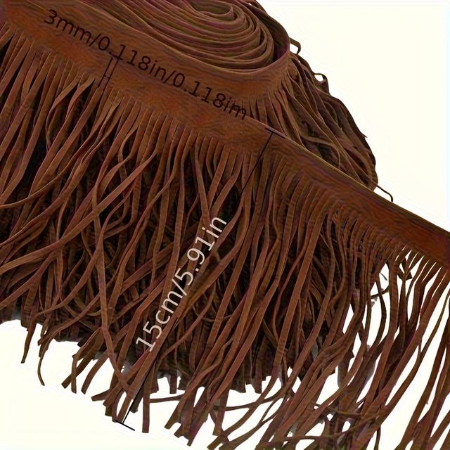 TEMU 5.9 pulgadas de con marrón artesanal - en tela tipo gamuza, ideal para ropa DIY, chales y decoración de dobladillos de faldas, accesorio bohemio a