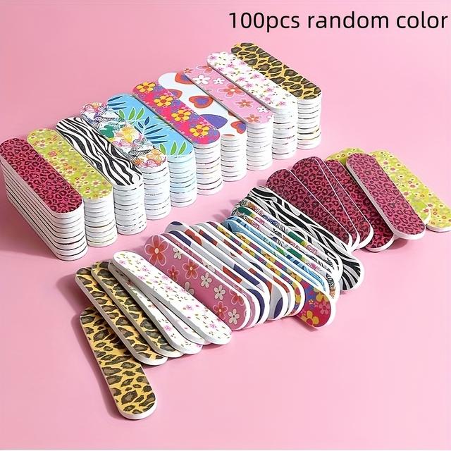 TEMU 100pcs Double-sided Nail File Foot Kit, Loose Mini/small Nail File Set, Suitable For , Nail Art/foot Repairs