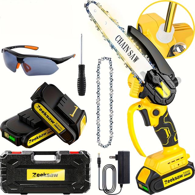 TEMU Mini Chainsaw Cordless 6 Inch With Oiler, Handheld Chain Saw With Security Lock [seniors Friendly], Hand Held Chain Saws Battery Powered With Automatic Oiler, 2024 Upgrade