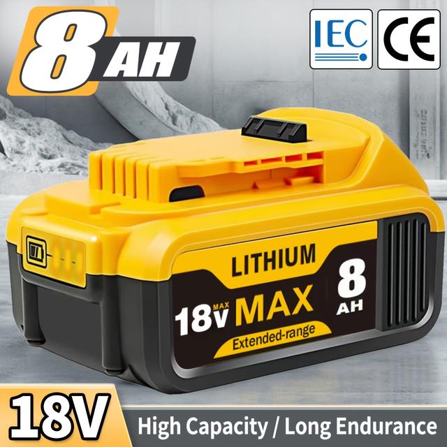 TEMU 8.0ah 18v Battery Replacement For , Compatible With For Models Including Dcb180, Dcb181, , , Dcb200, Dcb201, And Dcb204, Featuring An Led Display