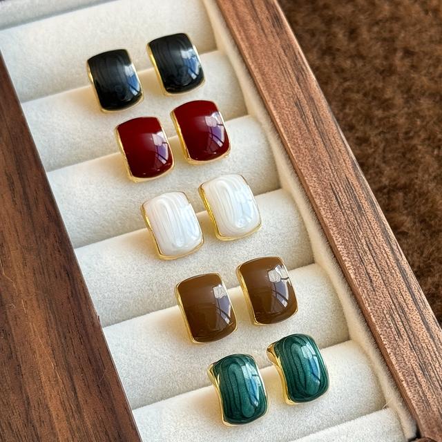 TEMU 5-pair Women's Retro Geometric Earrings - Luxury Elegant Compact Ear Suitable For Daily Wear & , Versatile Ear