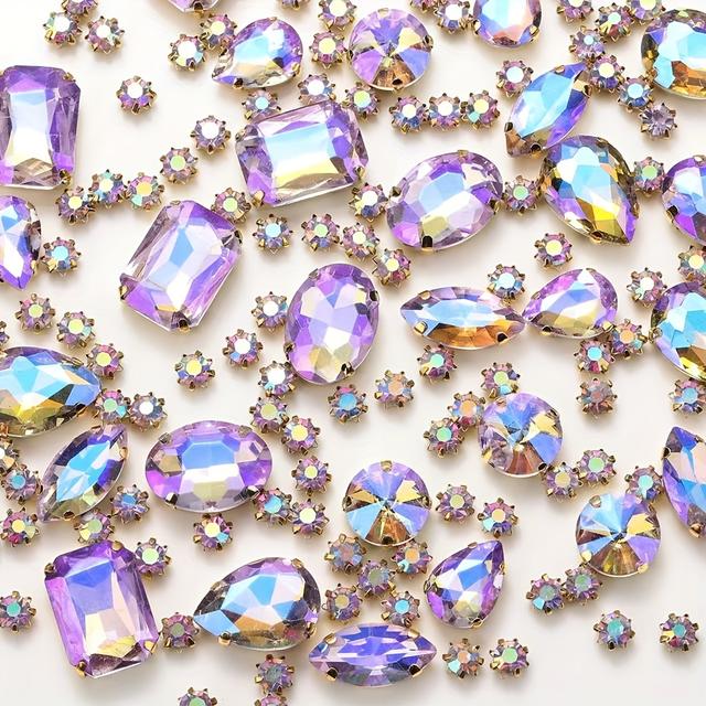 TEMU Ett paket med 100 rosa ABRhinestone handsydda strass för DIY-kläder, skor, hattar, väskor och förpackningsdekoration