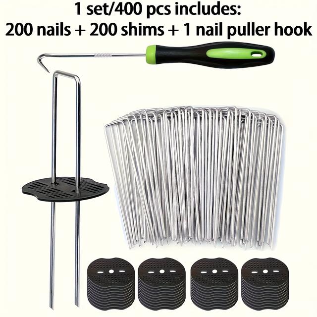 TEMU 100pcs/200pcs/204pcs/400pcs Lawn U-shaped Nail Set, U-shaped Fixing Stakes, 6-inch U-shaped Galvanized Landscape Nails, Heavy-duty Garden Stakes, Are For Fixing Lawns And Fabrics