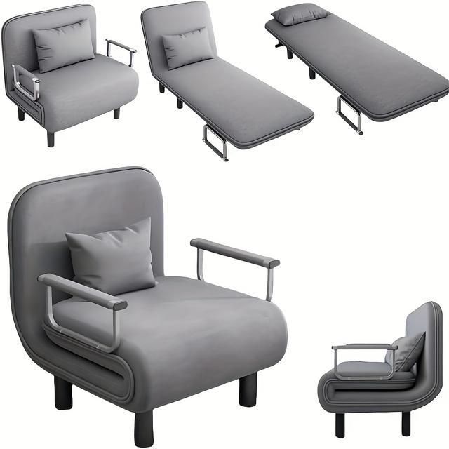 TEMU Convertible Sofa Bed, Folding Sofa Bed 3-in-1 Foldable Lounge Couch For Living Room Linen Fabric Armchairs Upholstered Lazy Bed, For Nursery Living Room Office (gray)