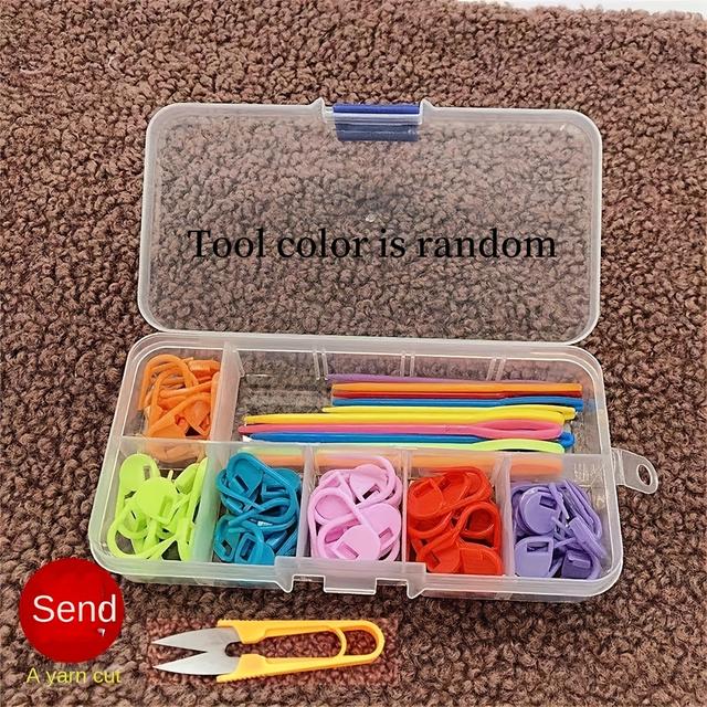 TEMU 72pcs Crochet And Knitting Accessories Set - Markers, Plastic Sewing Needles, Yarn Hooks And Safety Pins, Knitting Supplies | Multi-compartment Box | Colorful Crochet Hooks, Crochet Hooks