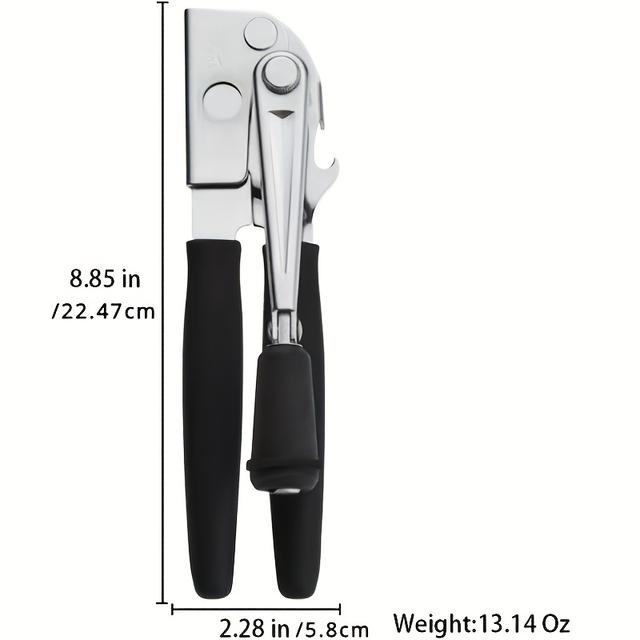 TEMU 1pc Heavy-duty Manual Can Opener With Extra-long Handle - Stainless Steel, Large Easy-to-operate Knob, Perfect For Large Cans, Large Can Opener||durable Construction, Can Opener For Cans