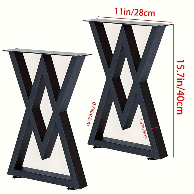 TEMU 15.7-inch Metal Table Legs, Diy Coffee Table, Modern Desk, Bedside Table, Bench, Sofa, Etc. Replacement Furniture Leg Set 2pcs, Made Of Heavy-duty Iron And , Black