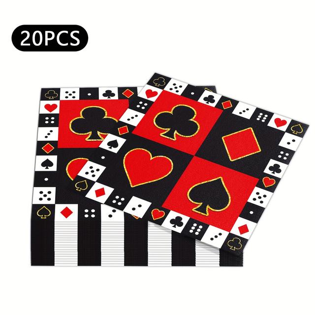 TEMU Poker Servietten Einweg Faltbare Cocktail Servietten Papier Servietten für Dinner Poker Thema Geburtstagsparty Dessert Servietten