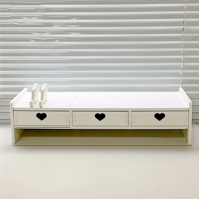 TEMU Pvc Monitor Stand Riser With Storage Drawers, Multifunctional Office Desk Organizer, Ergonomic Computer Screen Elevator