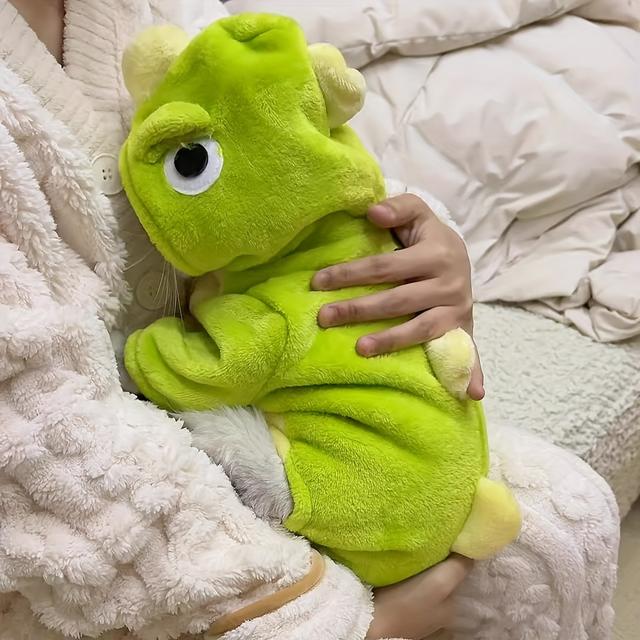 TEMU 1pc Cute Dinosaur Fleece Four-legged Clothes Winter Lan Textile Thickened Warm Clothes Cat Clothes Pet Apparel, Suitable For Small Cats And Dogs