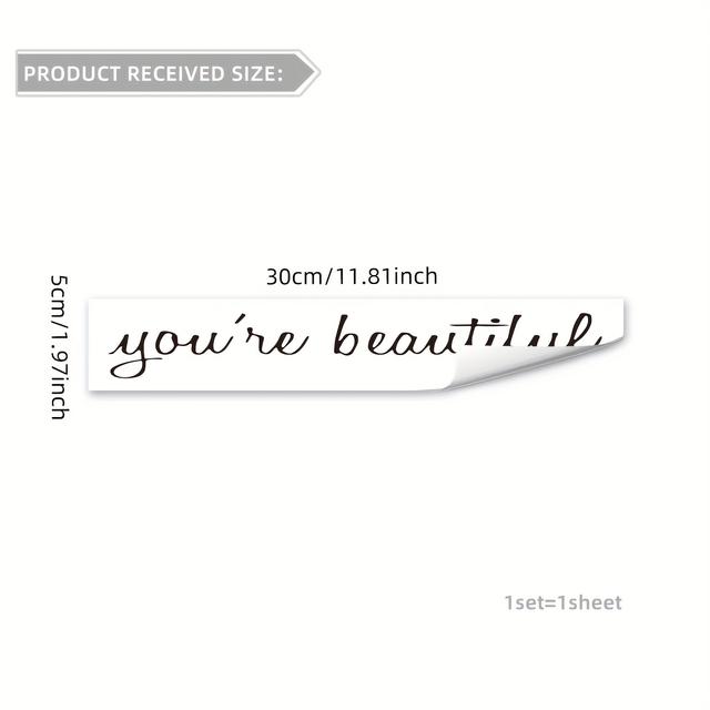 TEMU 1 db (5 * 30Cm) Minimalista Inspiráló Rövid Világító Tükör Matrica Dekoráció Nappaliba Hálószobába Fürdőszobába Öntapadós Fali Szobrok YCL2006-KQ