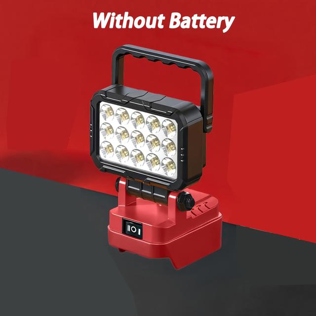 TEMU 1pc Cordless Led Work Light Suitable For 18v Battery, With 180 Degree Hook Design, 2 Levels Adjustable Flood Light, With 2 Usb Ports, For Emergency And , Without Battery! ( Tool Only)