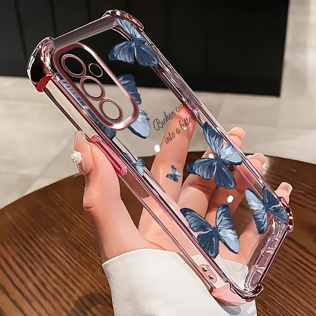 TEMU Funda para teléfono: para A34 5G, funda antigolpes con profundo de mariposas en