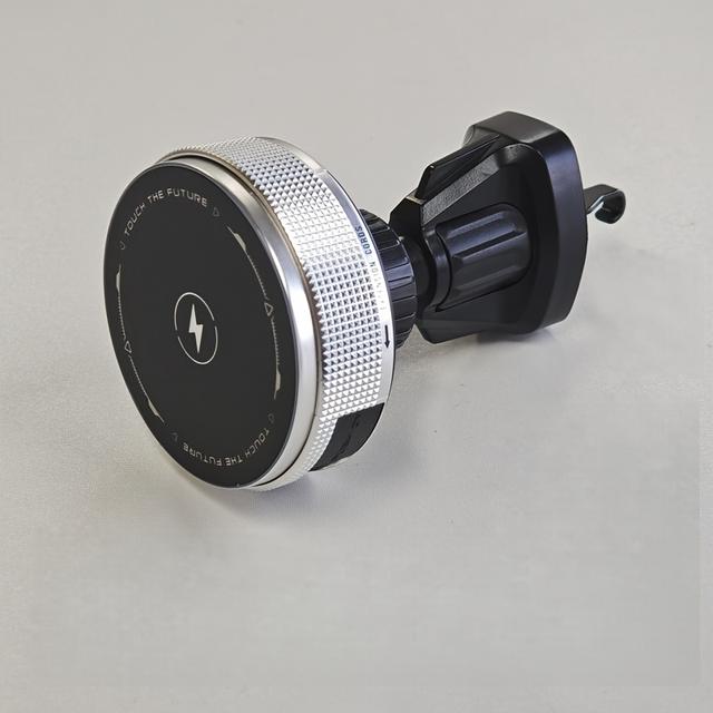 TEMU Car Phone Holder With Built-in Stretch Cable And Rgb Ambient Light, 15w Magnetic Wireless Charger For Vehicles, Without Battery