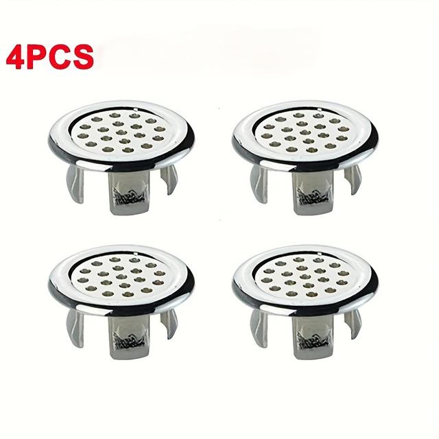 TEMU Set mit 4 Chrom-Überlaufringen für Waschbecken - Robustes Plastik, einfach zu installierende Abflussabdeckungen