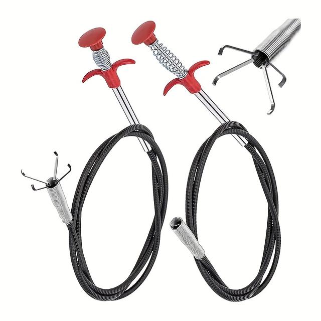 TEMU 200cm/90cm Gripper Flexible Claw Gripper Pack Of 2 Pipe Cleaning Spiral Gripper Pliers Telescopic Toilets Spiral Telescopic Gripper For Kitchen Bathroom Sewers