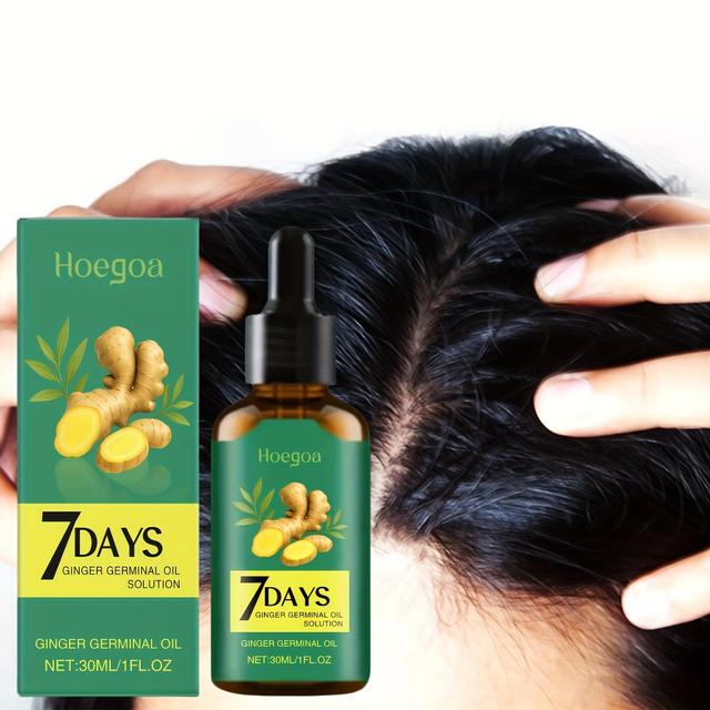 TEMU Óleo de Cuidado Diário HOEGOA, 30ml/1fl.oz, com raiz de gengibre, ginseng, , E, ingredientes botânicos, fórmula , o couro cabeludo e os cabelos ou crespos, óleo capilar portátil