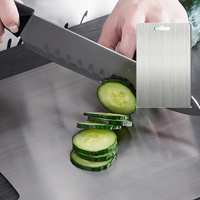 TEMU High-quality Titanium Steel Double-sided Food-grade Stainless Steel Cutting Board - Dishwasher Safe, Kitchen & Outdoor Camping Safety, Stylish Design, Gift For Women (13.5 X 9)