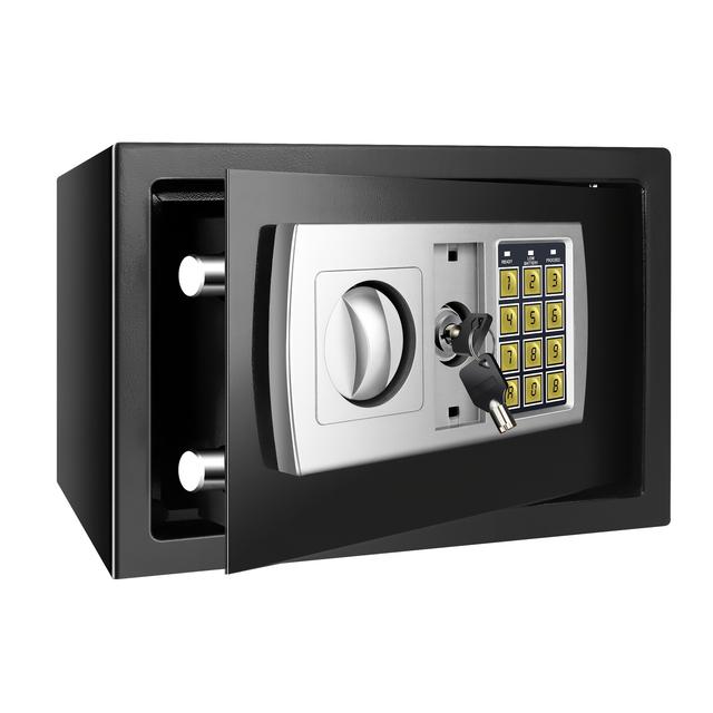 TEMU 8.5l Safe For Home Use, Fireproof And Waterproof, Featuring 2 Manual Override Keys, A Security Cash Box With Dual Digital Keypad And Safety Key Lock, Available In Black And White