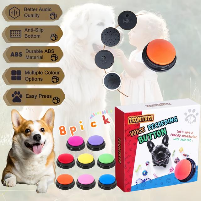 TEMU 8 Farben Hundetraining Knopfset - Aufzeichnungs Knöpfe für Hundekommunikation (30s Aufnahme, Trainings-Clicker & Piepser), ohne Batterie