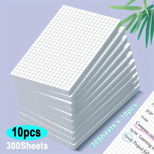 TEMU 10/20pcs, A6, 300/600shets, Grid Notebook, Data Notebook, Horizontal Sticky Notes, Note Pads, Diary, , , Self-adhesive Notebooks, Strong Adhesiveickers, Per Pad, For Office, Home And School