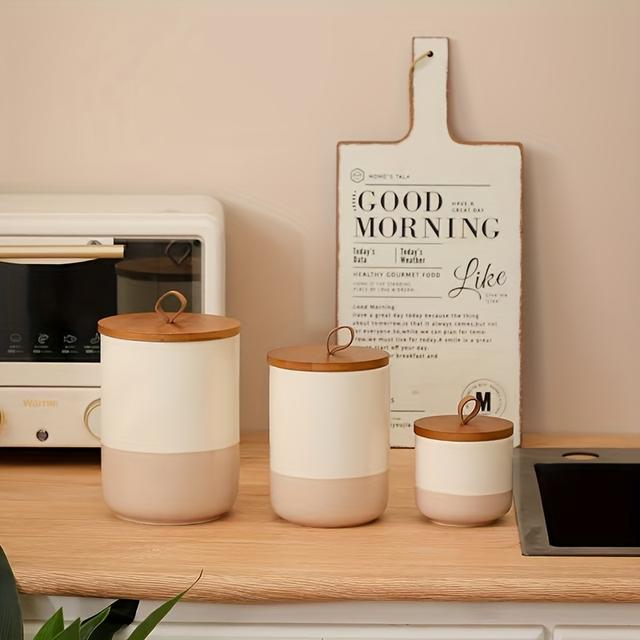 TEMU High-end Luxury Soft Light Ceramic Seal Jar / Elegant High-quality Home Tea And Coffee Canister / Premium Practical Jewelry Vanity Storage Decorative Jar