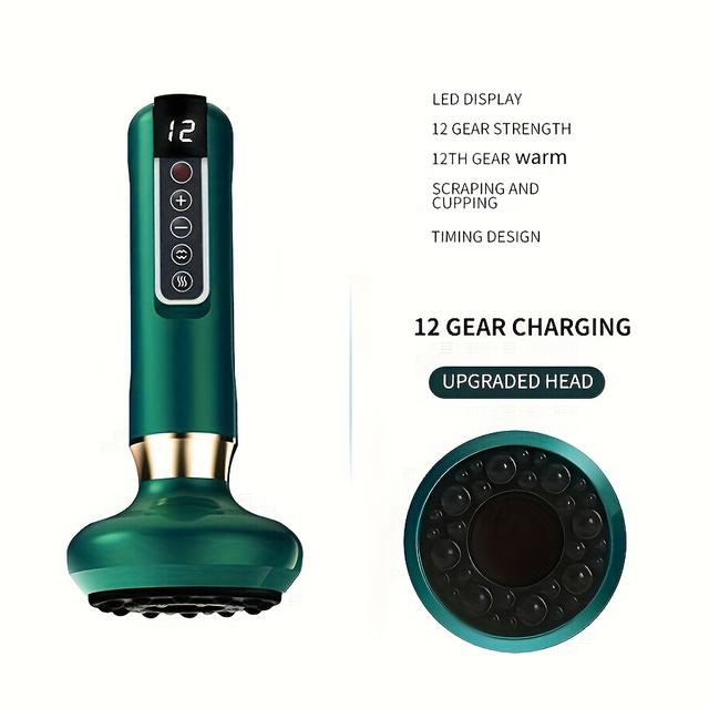 TEMU Electric Cupping Scraping Massage Instrument 3-in-1 Adjustable 12 Levels