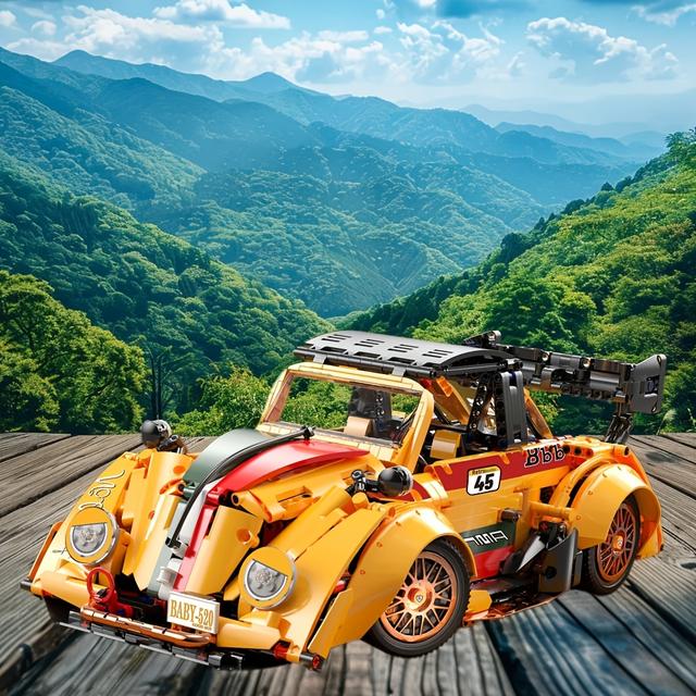 TEMU 2389 قطعة إبداعية موضة كلاسيكية باردة تعديل رياضي بنمط سيارة مكعبات نموذج متوسط ​​صعوبة تجميع DIY عيد الميلاد، هالوين مجموعة رائعة / هدية عيد ميلاد مثيرة للانتباه أول