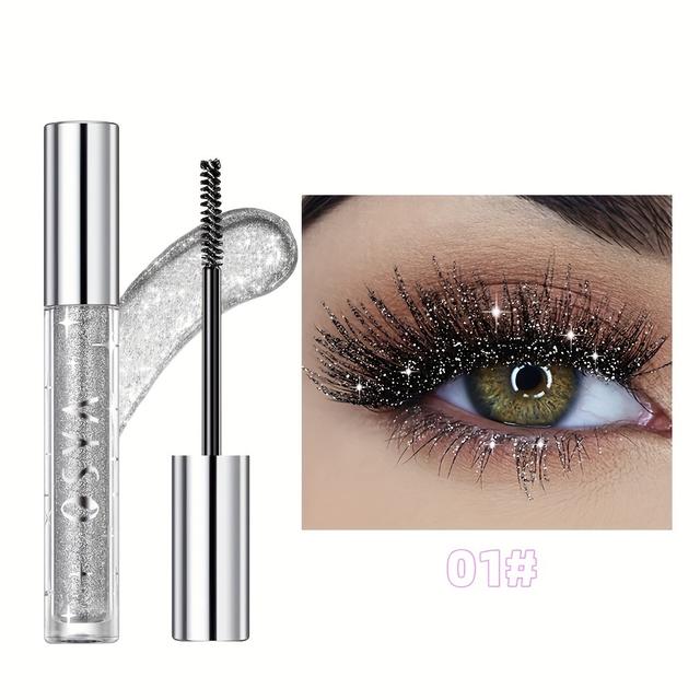 TEMU Glitter Shiny Mascara, Waterproof And Smudge Proof, Curling And Eyelashes Lengthening Makeup Tool For Music Festival