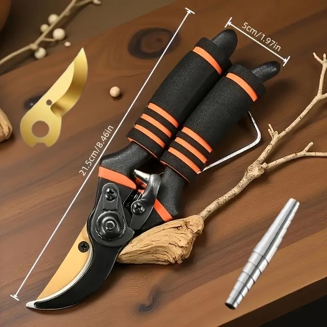 TEMU A 3pcs Set Featuring Professional Titanium Alloy Gardening Pruning Shears Measuring 8.5 Inches, Equipped With Stainless Steel 304 Springs And Gold-plated Sharp Titanium - Ultra-sharp