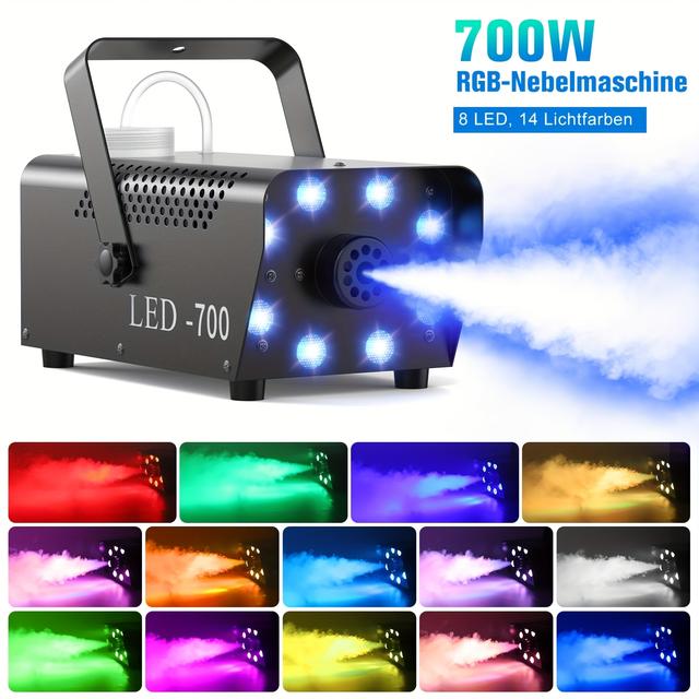 TEMU 700w Led Smoke Machine With 8pcs Rgb Led Colorful Spray Equipment Stage Performance Wedding Banquet Colorful Fog Machine For Club/stage/weddin