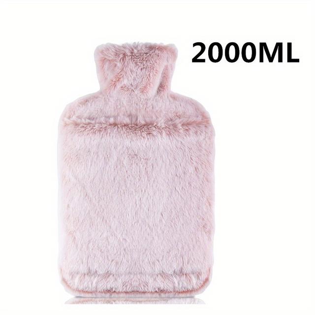 TEMU z Puszystą Pokrywą - Miękka Pokrywa z Sztucznego o Dużej Pojemności - Worek na Gorącą Wodę na Przytulne Nocne Godziny, Świetny Prezent dla Kobiet i Mężczyzn (Jasnoszary/Różowy)