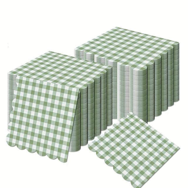 TEMU 2 Packs Containing 40pcs Of Colorful Checkered Napkins, Suitable For Wedding And Birthday Parties, In Yellow, Green, Pink, Red, And Blue, Perfect For Enhancing Your