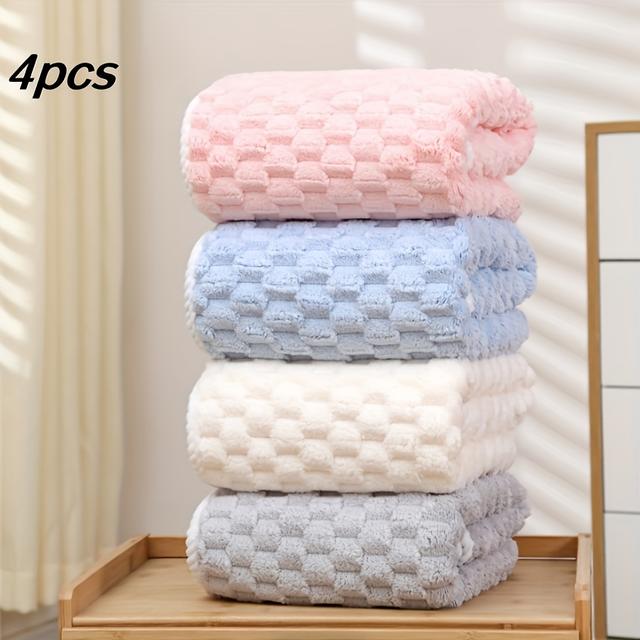 TEMU 4pcs Toallas de Baño de Forro Polar Coral, 70x140cm, Tejido de Ultra Absorbente, Suaves y de Secado Rápido de Poliéster para Spa y Gimnasio, Sin Perfume, No Necesita Electricidad