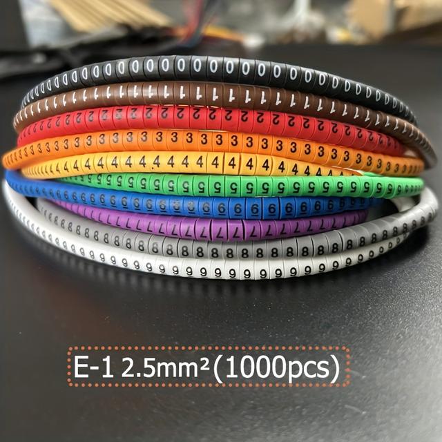 TEMU EC-0/EC-1/ Regnbåge PVC-kabelmärkeset Trådnummerrör Nummer 0-9 1,5mm² 2,5mm² 4mm² Lämpligt för elkabelhantering i skåp och elteknikprojekt