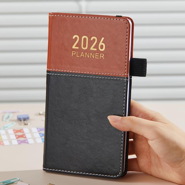 TEMU Day 2026 Pocket Planner Suitable For Purse/wallet - Calendar With Monthly Tabs, Ribbon Bookmark & Inner Pocket - Compact A6 Size (3.8”x7”) Portable Planner For -the- Scheduling, Dated