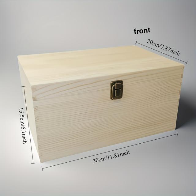 TEMU 1pc 클래식 스타일 단색 우드 소나무 보관함 플립 뚜껑 포함 - 장난감, 쥬얼리, 기타 잡다한 물품을 위한 직사각형 정리함, 가정 정리용 보관함