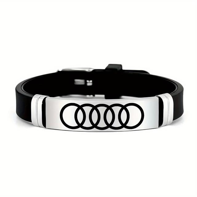 TEMU A Stylish Wristband Featuring A Logo, Made Of 202 202 Stainless Steel And Silicone, Is For Car Enthusiasts On Holidays Or Birthdays