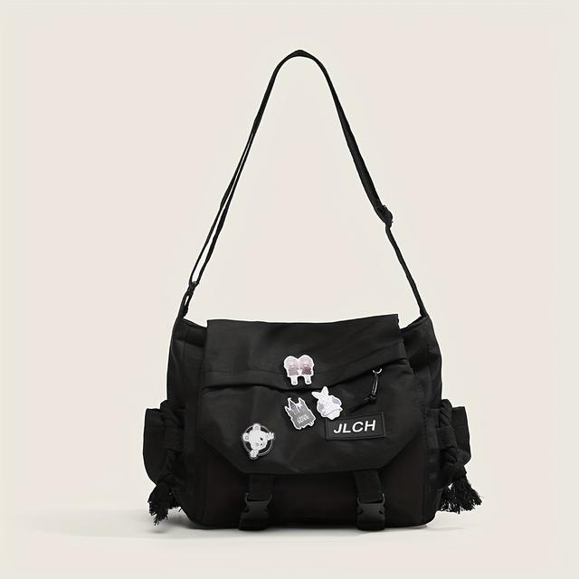 TEMU Women's Nylon Casual Crossbody Messenger Bag - Features A Badge